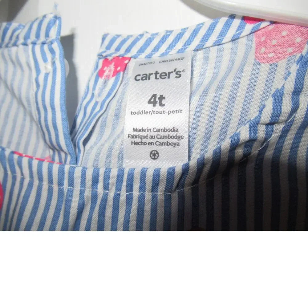 NWT Carters blue and white stripe strawberry shirt - Picture 3 of 3